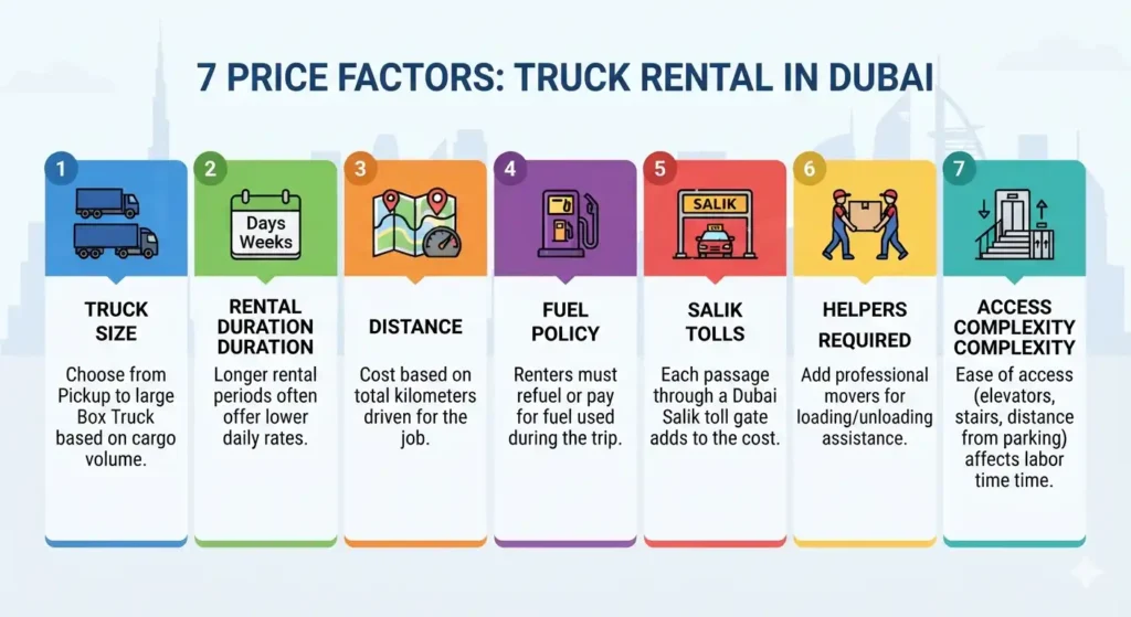 pickup truck rental price factors