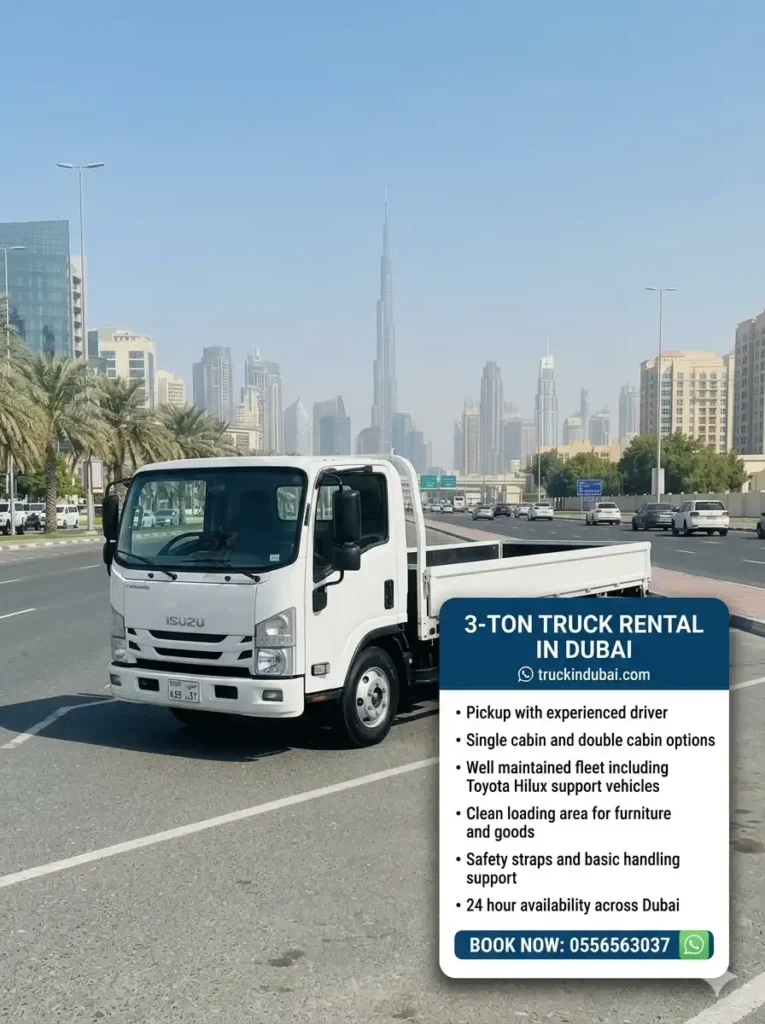 why Dubai Pickup Truck Rental for 3 ton truck hire
